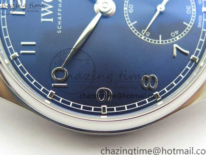 MIROTIME 0519 TimelessDesign Portuguese IW358304 ZF 1:1 Best Edition SS Blue Dial on Leather Strap A 7078